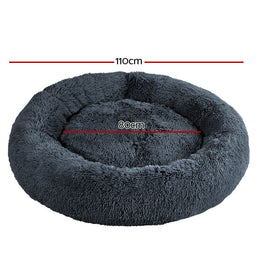 i.Pet Pet Bed Dog Cat 110cm Calming Extra Large Soft Plush Dark Grey - RnR Galore