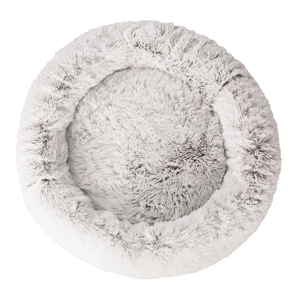 i.Pet Pet Bed Dog Cat 110cm Calming Extra Large Soft Plush White Brown - RnR Galore