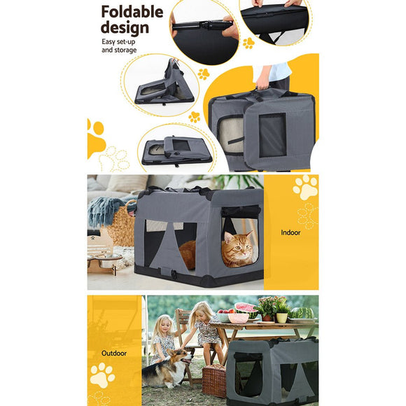 i.Pet Pet Carrier Soft Crate Dog Cat Travel 82x58CM Portable Foldable Car XL - RnR Galore