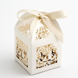 Ivory Dove Bird Heart Wedding Engagement Bomboniere Favor Lolly Gift Card Box - 10 Pack - RnR Galore