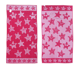 Jacquard Velour Reversible Beach Towel Hot Pink Stars - RnR Galore