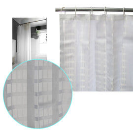 Jacquard White Checkered Bathroom Shower Curtain 180cm wide x 210 cm long - RnR Galore