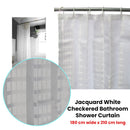 Jacquard White Checkered Bathroom Shower Curtain 180cm wide x 210 cm long - RnR Galore