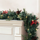 Jingle Jollys 2.4m Christmas Garland with LED Lights Decorations Xmas Party - RnR Galore