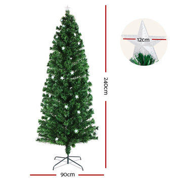 Jingle Jollys 2.4m Christmas Tree Optic Fibre LED Xmas tree Multi Colour - RnR Galore