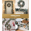 Jingle Jollys 2.7m Christmas Garland with Wreath Set LED Lights Snowy Xmas Decor - RnR Galore