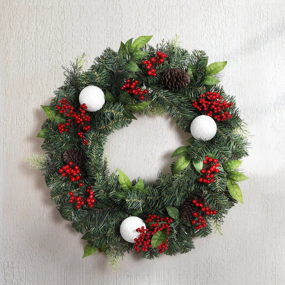 Jingle Jollys 2FT 60CM Christmas Wreath with Decor Xmas Tree Decoration - RnR Galore