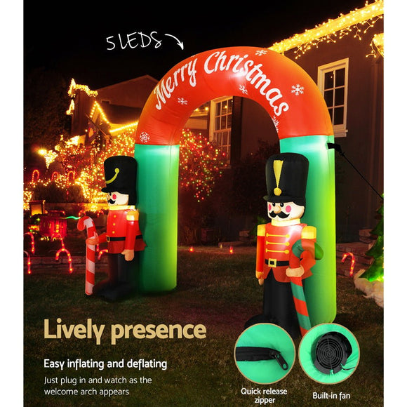 Jingle Jollys Christmas Inflatable Archwary Nutcracker 3M Illuminated Decorations - RnR Galore