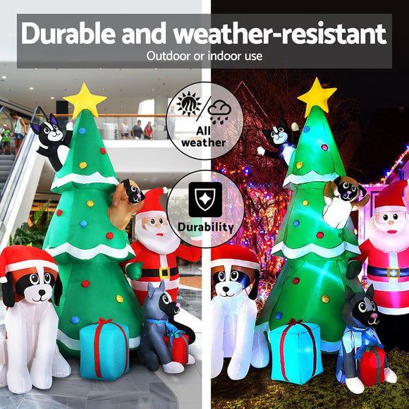 Jingle Jollys Christmas Inflatable Santa Tree 3M Illuminated Decorations - RnR Galore