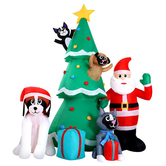 Jingle Jollys Christmas Inflatable Santa Tree 3M Illuminated Decorations - RnR Galore