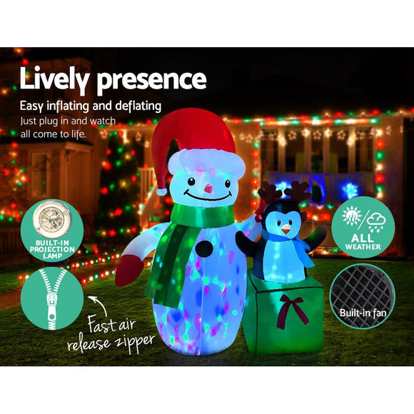 Jingle Jollys Christmas Inflatable Snowman 1.8M Illuminated Decorations - RnR Galore