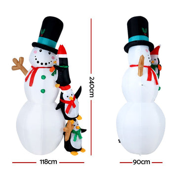 Jingle Jollys Christmas Inflatable Snowman 2.4M Illuminated Decorations - RnR Galore