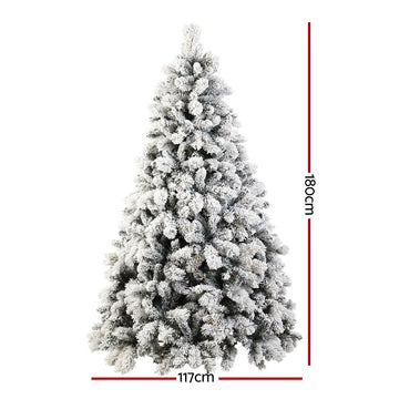 Jingle Jollys Christmas Tree 1.8M Xmas Tree with 350 LED Lights Snowy Tips - RnR Galore