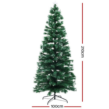 Jingle Jollys Christmas Tree 2.1M 7FT LED Xmas Multi Colour Lights Optic Fibre - RnR Galore