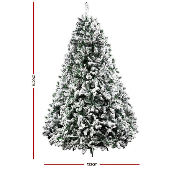 Jingle Jollys Christmas Tree 2.1M Xmas Trees Decorations Snowy 1106 Tips - RnR Galore