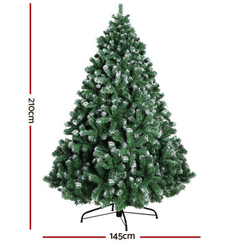 Jingle Jollys Christmas Tree 2.1M Xmas Trees Decorations Snowy 1250 Tips - RnR Galore