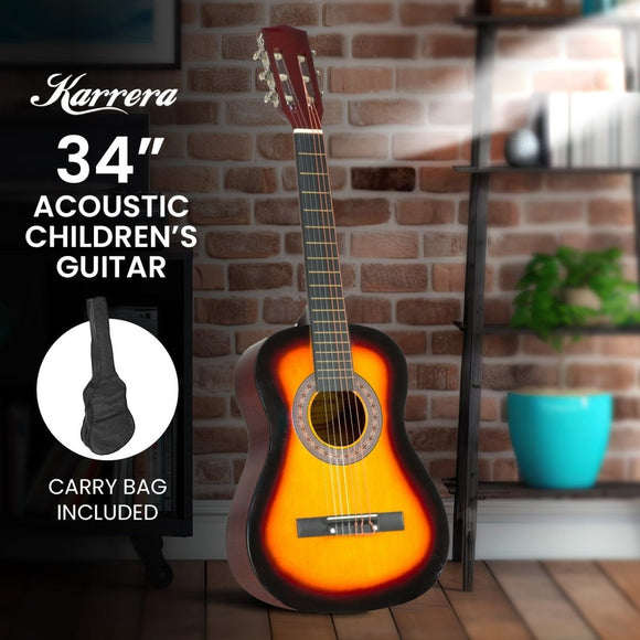 Karrera 34in Acoustic Wooden Childrens Guitar - Sunburst - RnR Galore