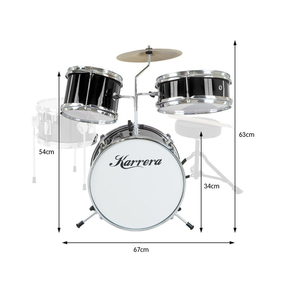 Karrera Children's 4pc Drum Kit - Black - RnR Galore