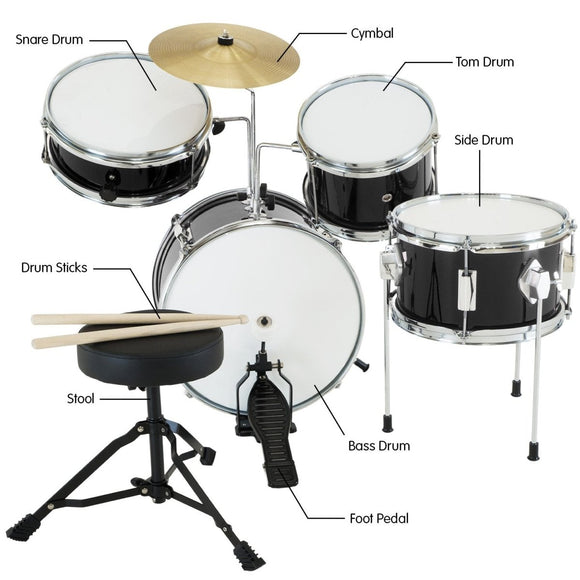 Karrera Children's 4pc Drum Kit - Black - RnR Galore