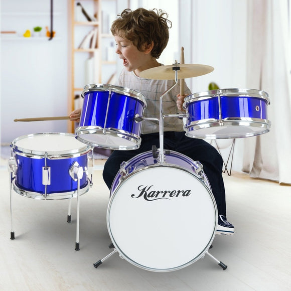 Karrera Children's 4pc Drum Kit - Blue - RnR Galore