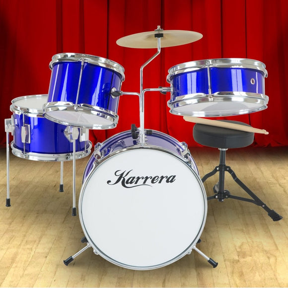 Karrera Children's 4pc Drum Kit - Blue - RnR Galore
