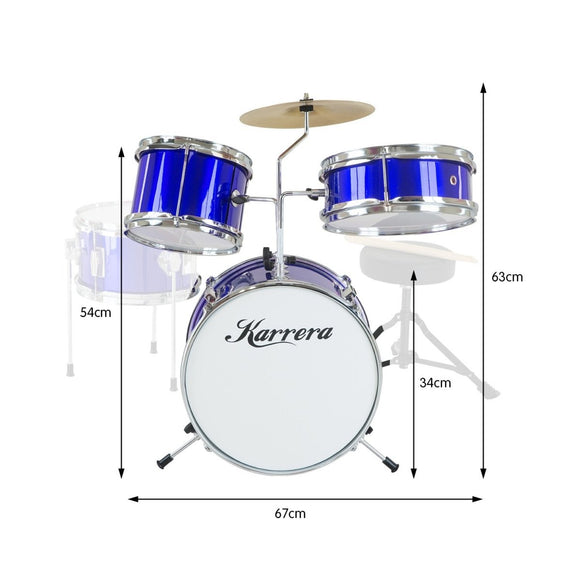 Karrera Children's 4pc Drum Kit - Blue - RnR Galore