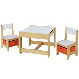 Keezi 3PCS Kids Table and Chairs Set Activity Desk Chalkboard Toys Storage Box - RnR Galore