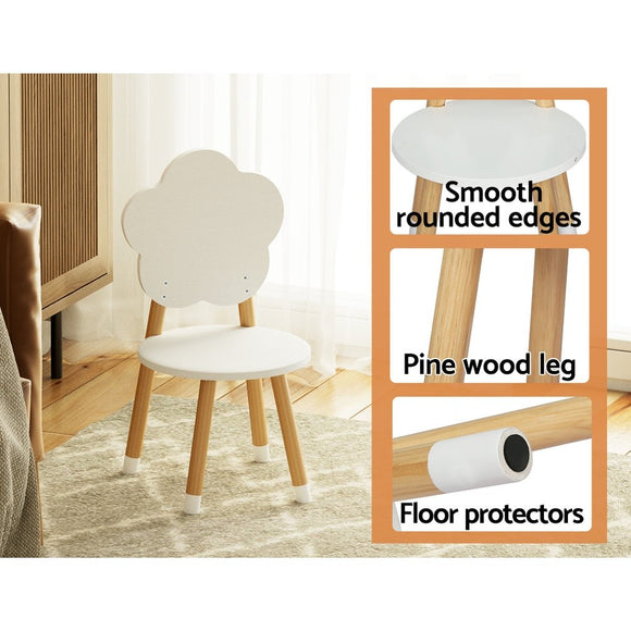 Keezi 5PCS Kids Table and Chairs Set Children Activity Study Play Desk White - RnR Galore