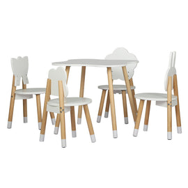 Keezi 5PCS Kids Table and Chairs Set Children Activity Study Play Desk White - RnR Galore