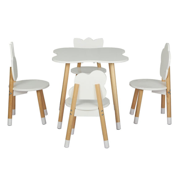 Keezi 5PCS Kids Table and Chairs Set Children Activity Study Play Desk White - RnR Galore
