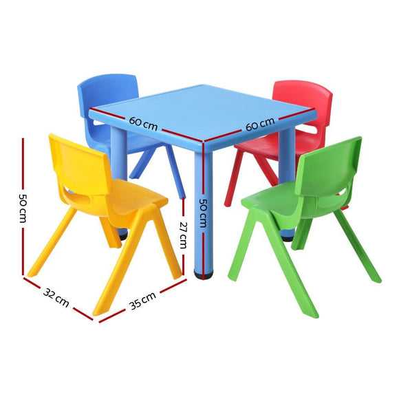 Keezi 5PCS Kids Table and Chairs Set Children Study Desk Furniture Plastic 4 Chairs - RnR Galore