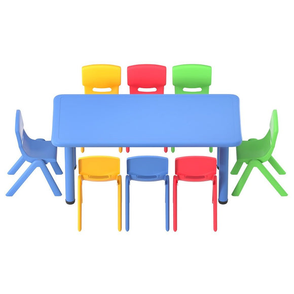 Keezi 9PCS Kids Table and Chairs Set Children Study Desk Furniture Plastic 8 Chairs - RnR Galore