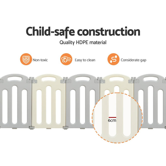 Keezi Baby Playpen 16 Panels Foldable Toddler Fence Safety Play Activity Centre - RnR Galore