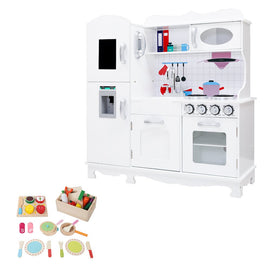 Keezi Kids Kitchen Play Set Wooden Pretend Toys Cooking Children Food White - RnR Galore