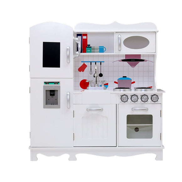 Keezi Kids Kitchen Play Set Wooden Pretend Toys Cooking Children Food White - RnR Galore