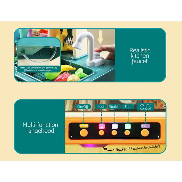 Keezi Kids Kitchen Pretend Play Set Cooking Sound Steam Light Function - RnR Galore