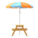 Keezi Kids Outdoor Table and Chairs Picnic Bench Umbrella Set Water Sand Pit Box - RnR Galore