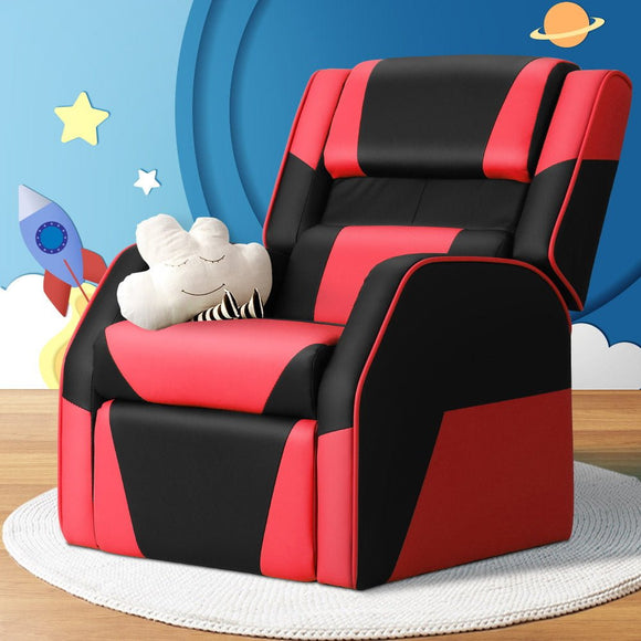 Keezi Kids Recliner Chair PU Leather Gaming Sofa Lounge Couch Children Armchair - RnR Galore