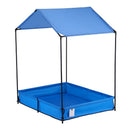 Keezi Kids Sandpit Metal Sandbox Sand Pit with Canopy Cover Outdoor Toys 120cm - RnR Galore