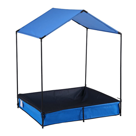 Keezi Kids Sandpit Metal Sandbox Sand Pit with Canopy Cover Outdoor Toys 120cm - RnR Galore