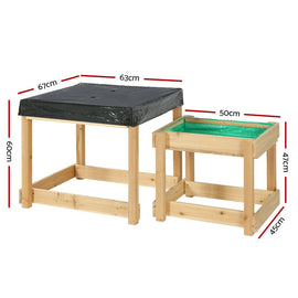 Keezi Kids Sandpit Wooden Sandbox Sand Pit Water Table Outdoor Toys 101cm - RnR Galore