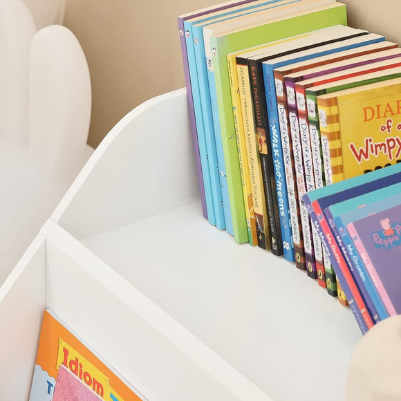Kids Storage Bookcase 3 Compartments, White - RnR Galore