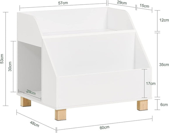 Kids Storage Bookcase 3 Compartments, White - RnR Galore