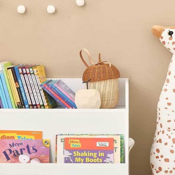 Kids Storage Bookcase 3 Compartments, White - RnR Galore