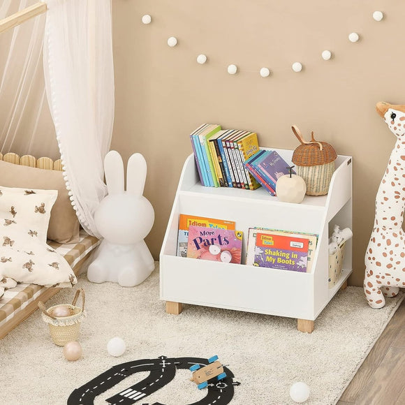 Kids Storage Bookcase 3 Compartments, White - RnR Galore