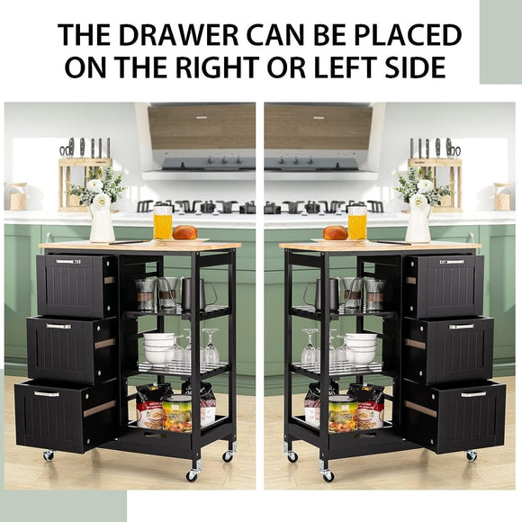 Kitchen Island Cart with Storage, Drawers, Shelves - RnR Galore