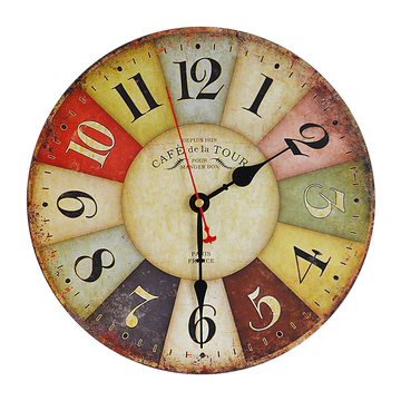 Large Colourful Wall Clock Kitchen Office Retro Timepiece - RnR Galore