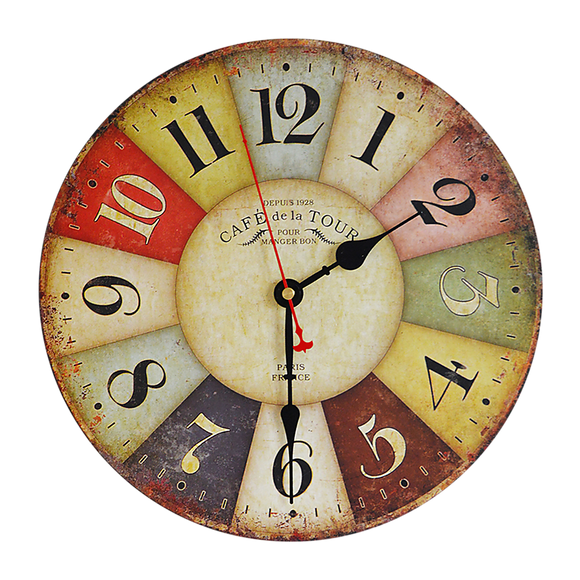 Large Colourful Wall Clock Kitchen Office Retro Timepiece - RnR Galore