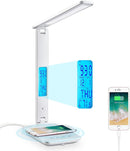 LED Desk Lamp with Fast Wireless Charger Clock Alarm Date Temperature - RnR Galore