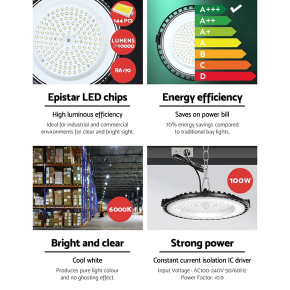 Leier High Bay Light LED 100W Industrial Lamp Workshop Warehouse Factory Lights - RnR Galore